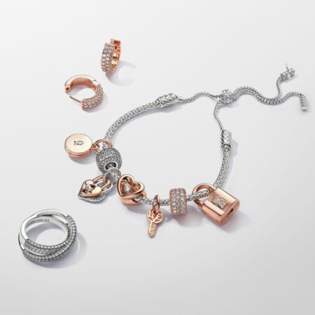 Charm colgante doble con candado en forma de corazón giratorio de dos tonos - Imagen 6